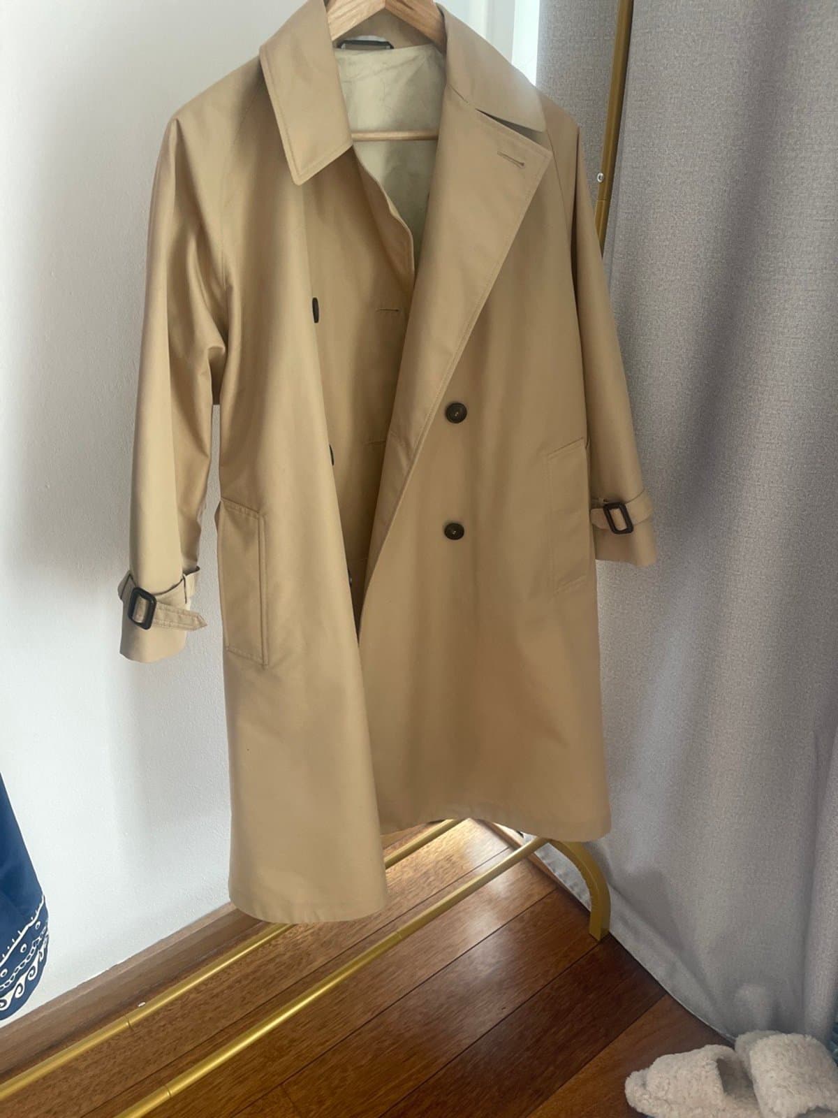 Cotton,Twill Camel Trench Coat