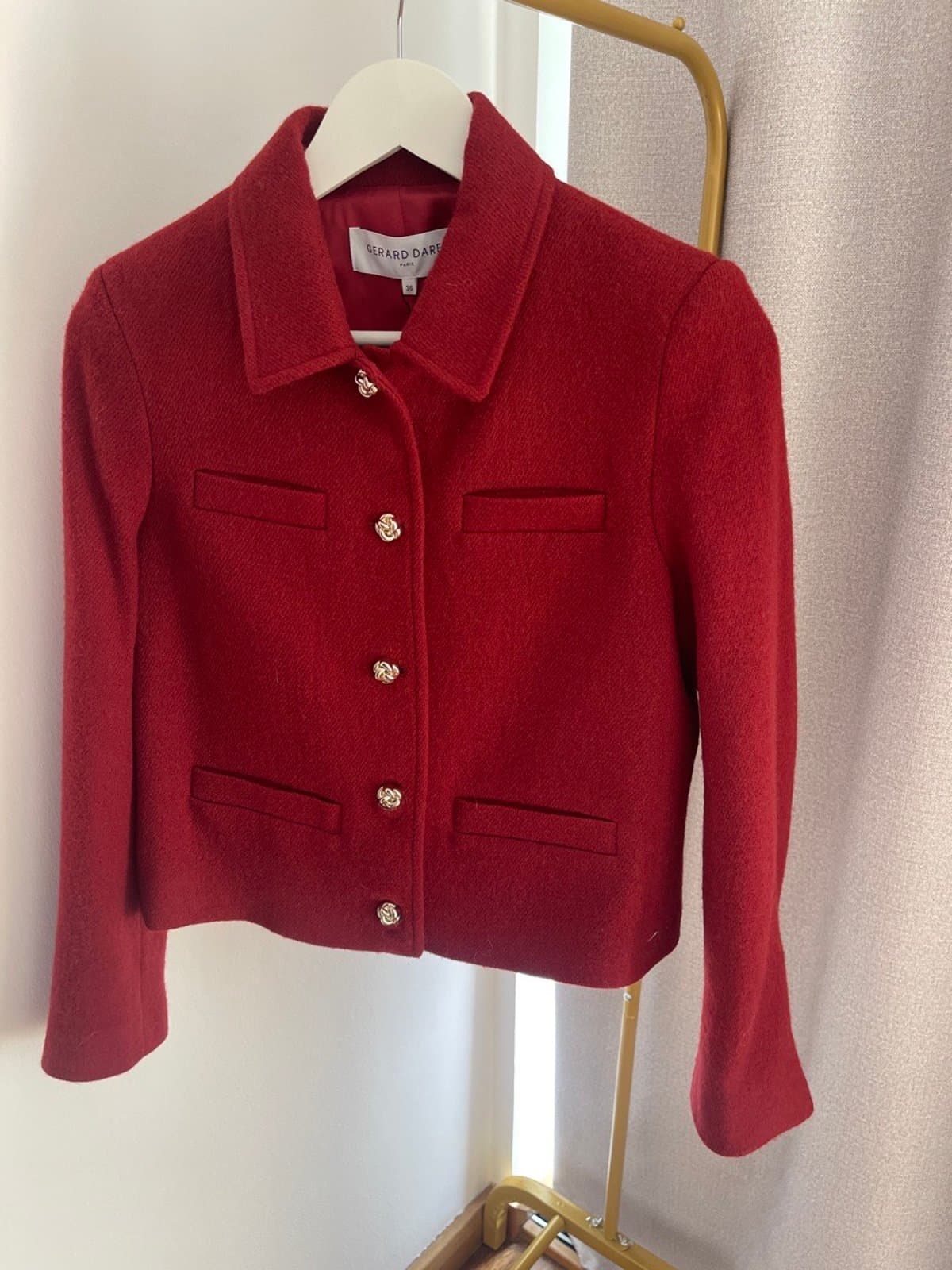 Cherry-red Autumn Smart Casual Cropped-jacket